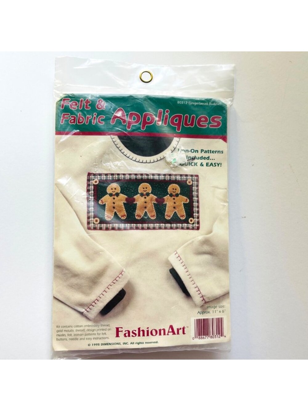 Vintage 1995 Fashion Art Gingerbread Buddies Felt and Fabric Applique Kit Sealed